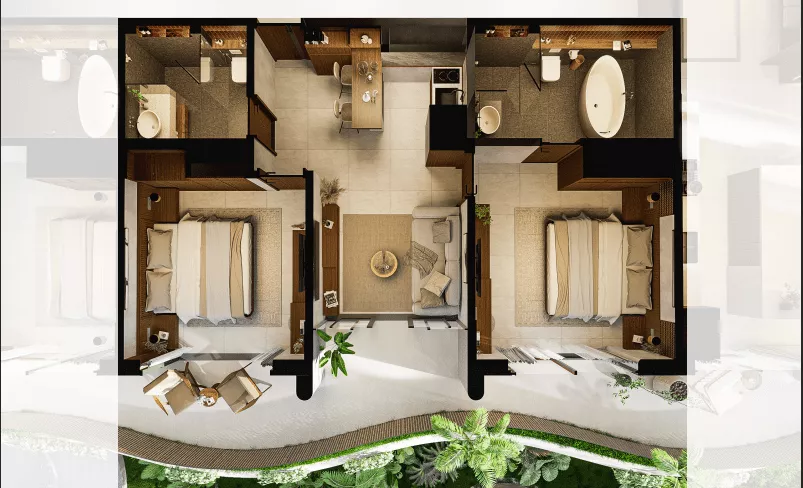 2-Bedroom villa view 1